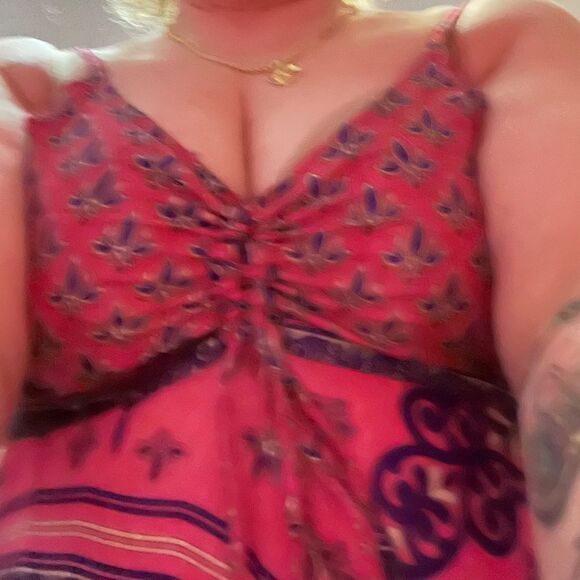 NEW Silk Summer Dress Maxi Gorgeous Full Skirt Pink Purple Floral NEW - Picture 12 of 13